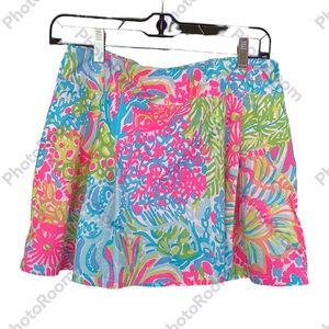 Lilly Pulitzer Pink and Blue Mini Skater Skirt